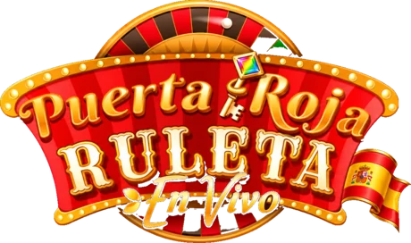 Logo de Ruleta Puerta Roja En Vivo con el cilindro, la llave dorada y la bandera de España