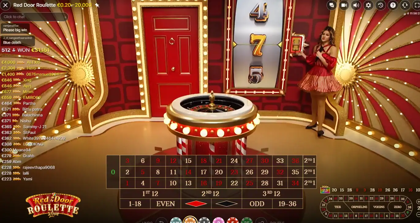 Red Door Roulete ruleta en vivo online con apuestas desde 0,20 €